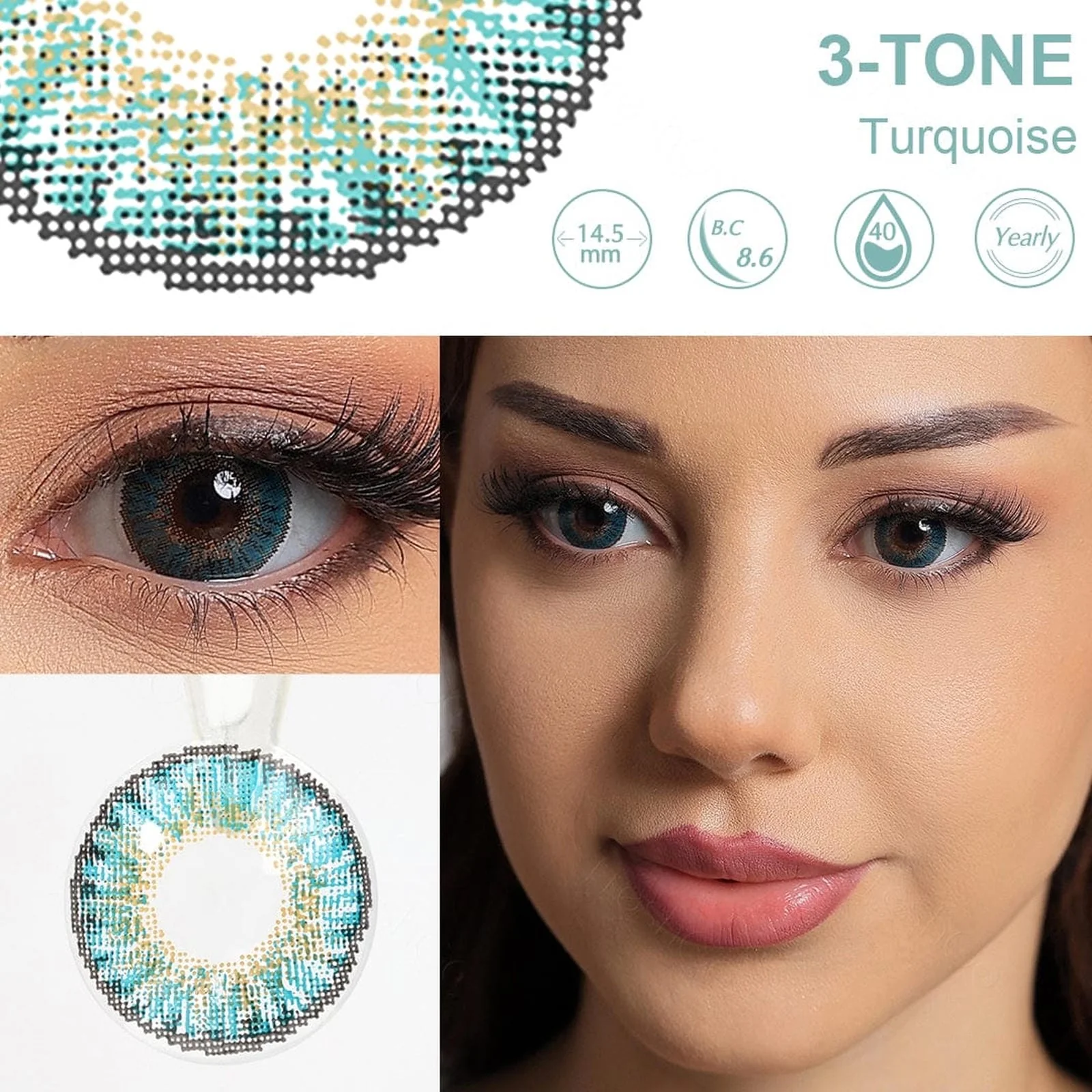 3 Tone Turquoise Colored Contact Lenses - Image 7