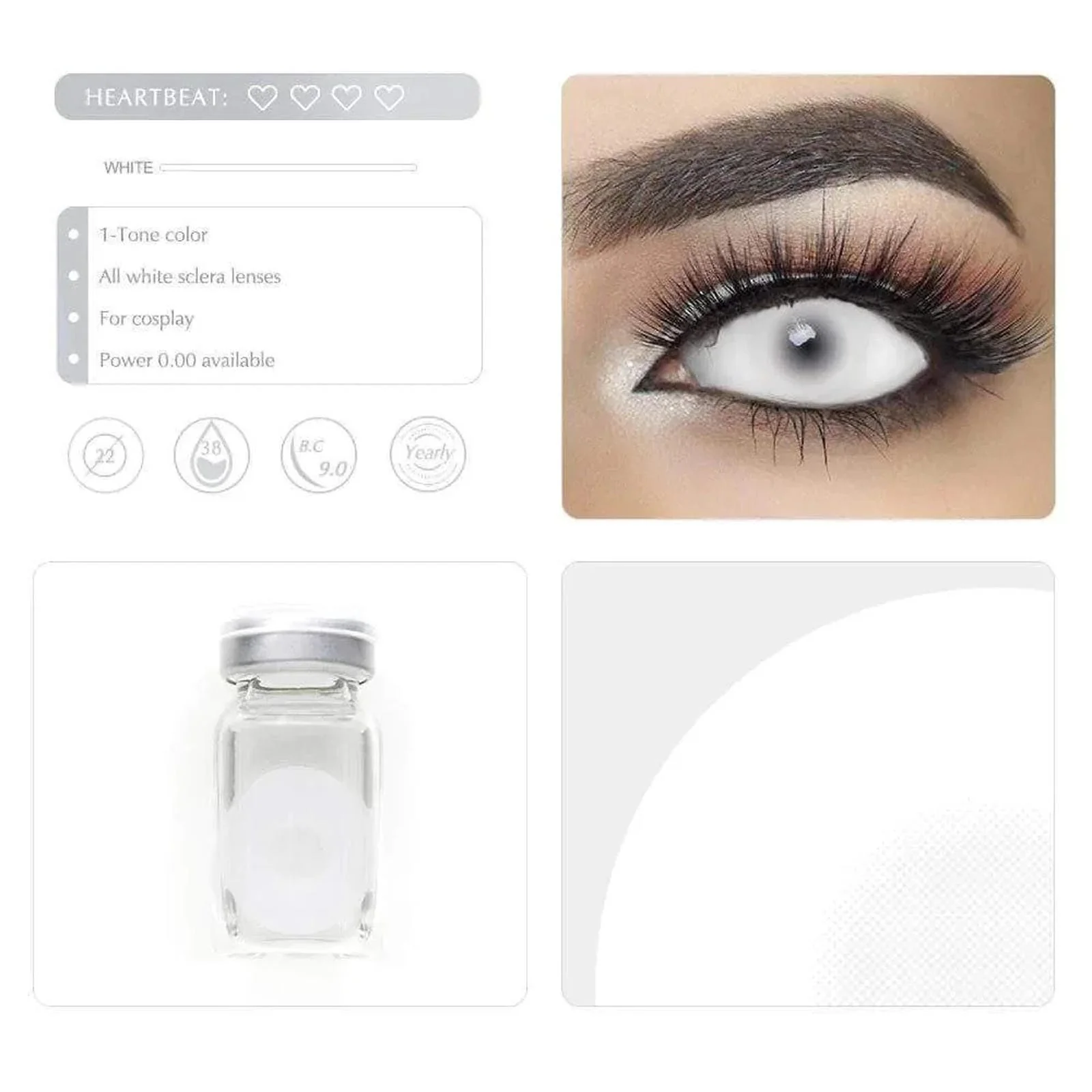 All White Mesh Full Eye 22mm Sclera - Image 5