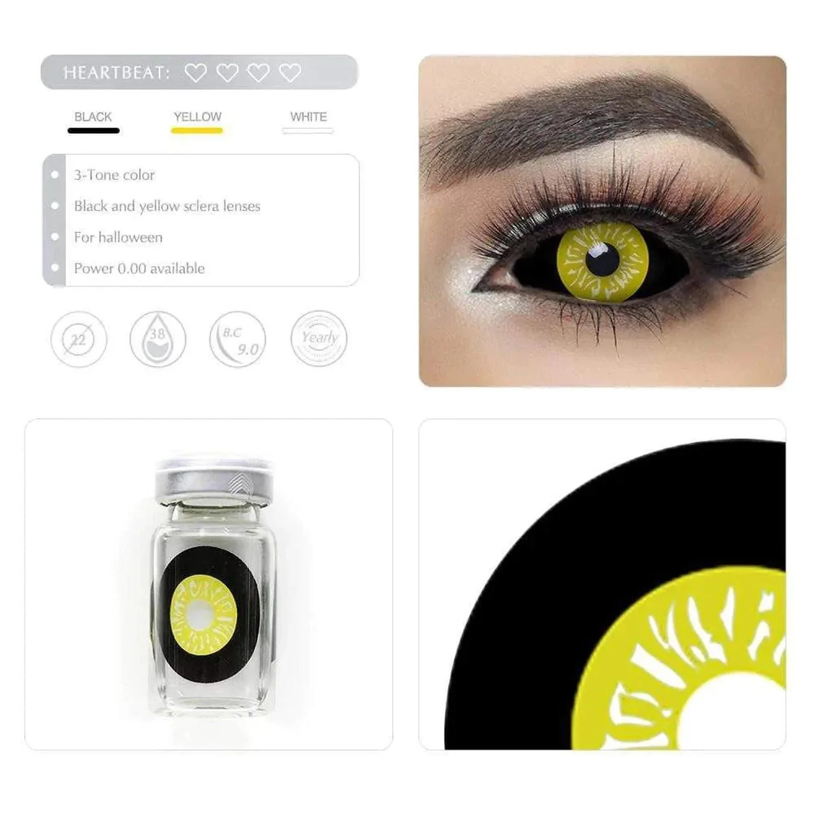 Black And Yellow Full Eye 22mm Sclera - Image 4
