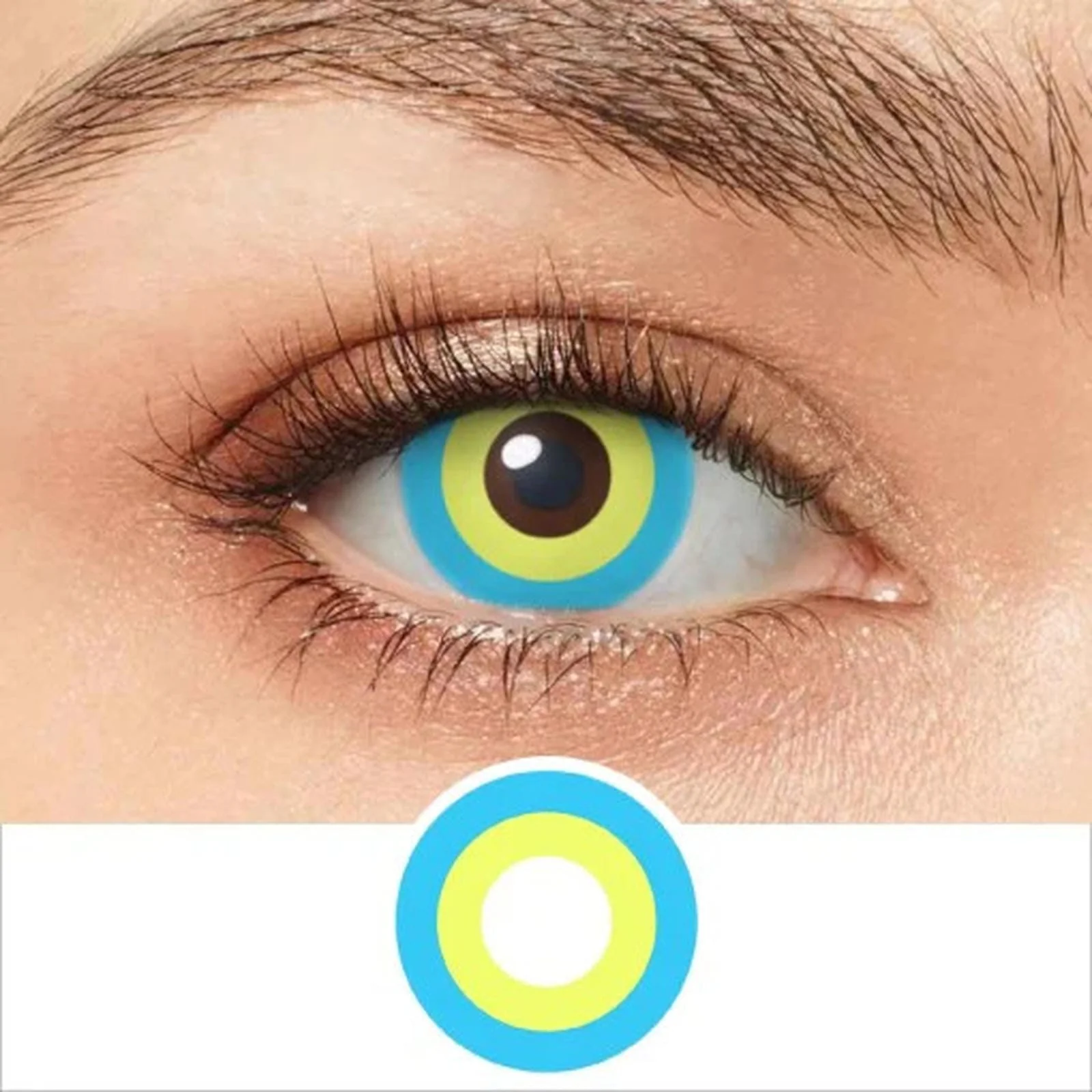 Blue Yellow Circle Halloween Cosplay Contacts - Image 2