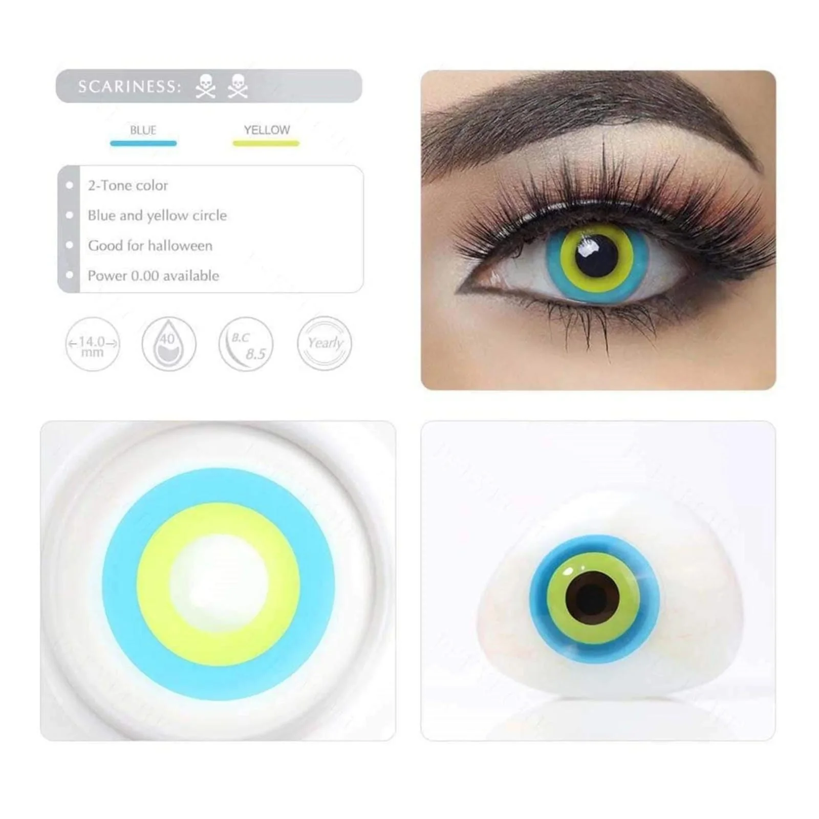 Blue Yellow Circle Halloween Cosplay Contacts - Image 4