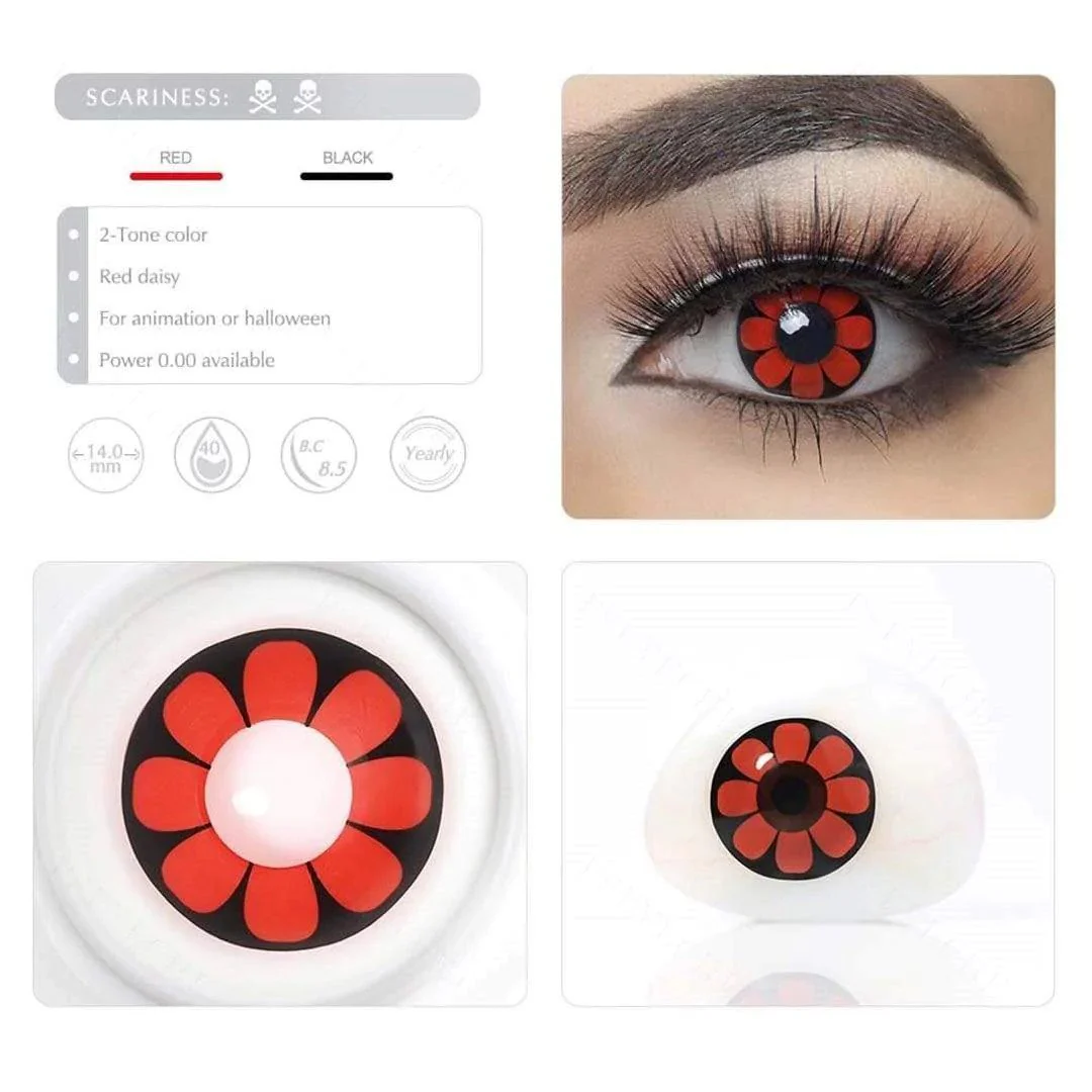 Red Daisy Halloween Contacts - Image 5